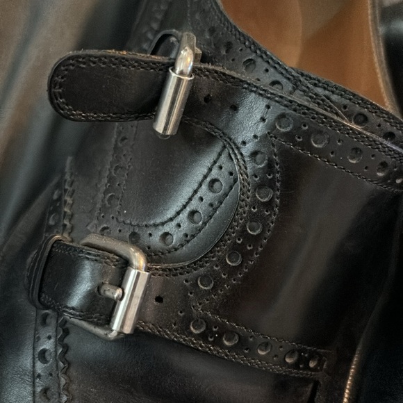🖤 GUCCI 🖤 🇮🇹 Authentic Double Monk Strap Brogue Black Leather Shoe Men 8.5 9 - Picture 9 of 15